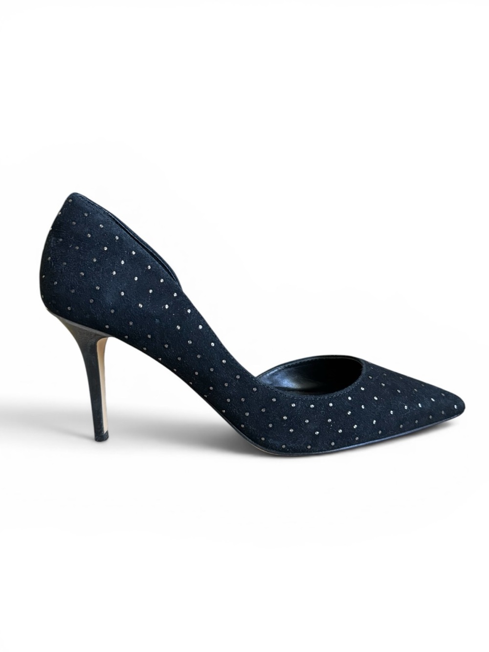 White House Black Market Studded Suede D’Orsay Stiletto Heels Black 8
